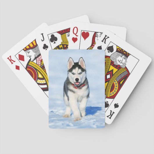 Jeu De Cartes Pupette Husky Fluffy courrant dans la neige (dos)
