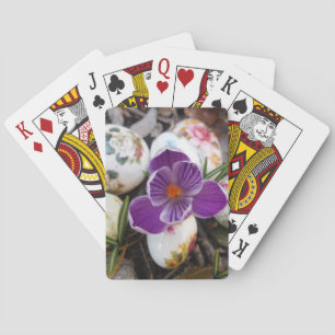 Jeu De Cartes Purple Crocus et Floral Easter Eggs
