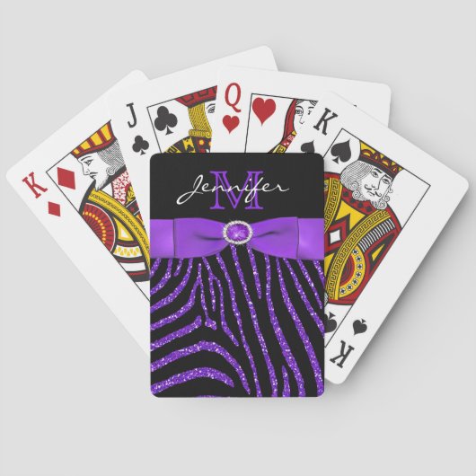 Jeu De Cartes Purple FAUX Ribbon Parties scintillant Zebra Playi (dos)