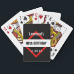 Jeu De Cartes quatre-vingtième Noir d'anniversaire avec la<br><div class="desc">quatre-vingtième Noir d'anniversaire avec la coutume rouge A60 de cadre. Il est temps d'ANNIVERSAIRE….CÉLÉBRONS ! Ce dessin géométrique classique et élégant avec des endroits à personnaliser avec un nom, et année d'anniversaire, et date d'événement est une manière d'amusement de commencer la partie ! Cliquez sur le lien pour voir plus...</div>