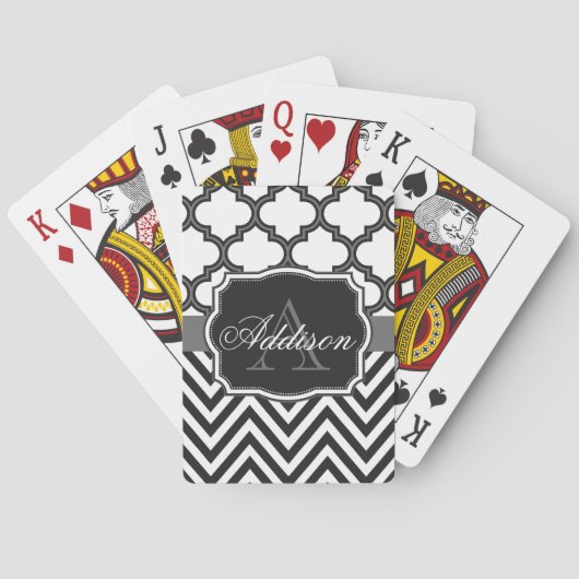 Jeu De Cartes Quatrefoil Chevron Monogram (dos)