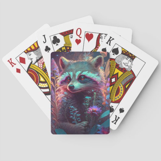 Jeu De Cartes Raccoon Animal Portrait Peinture Faune En Plein Ai (dos)