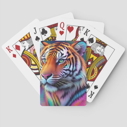 Jeu De Cartes Rainbow Neon Psychedelic Tiger Digital Painting  (dos)