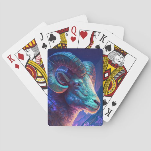 Jeu De Cartes Ram Animal Portrait Peinture Faune Extérieur Art (dos)