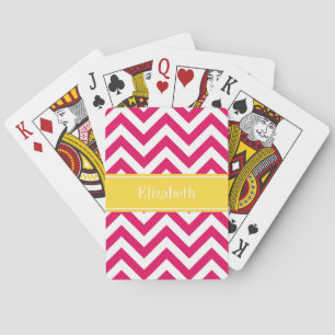 Jeu De Cartes Raspberry Lg Chevron Ananas Nom Monogramme