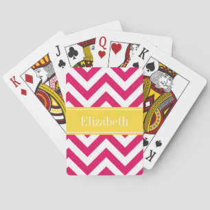 Jeu De Cartes Raspberry Lg Chevron Ananas Nom Monogramme