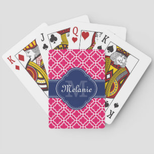Jeu De Cartes Raspberry Rose Wht Marocain Motif Marine Monogramm