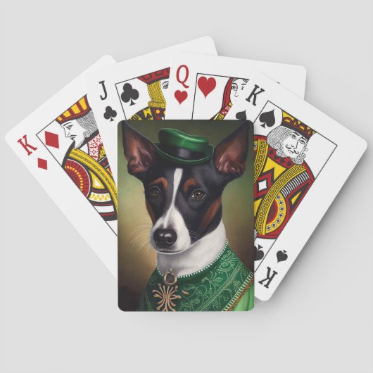 Jeu De Cartes Rat Terrier Chien en robe de fête St. Patrick (dos)