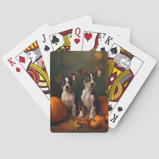 Jeu De Cartes Rat Terrier Chiot Automne Citrouille délice (dos)