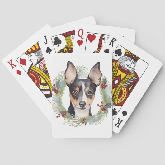 Jeu De Cartes Rat Terrier Fête de Noël Wreath Pup (dos)