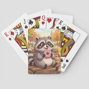Jeu De Cartes Raton laveur de dessin animé mignon mangeant un be