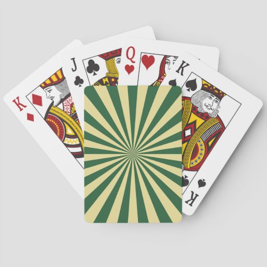 Jeu De Cartes Rayons de soleil verts rayures rétro (dos)