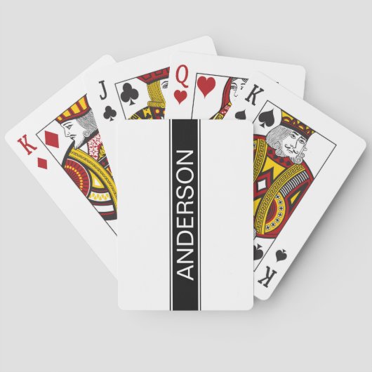 Jeu De Cartes Rayure noire et blanche en gras Texte éditable (dos)