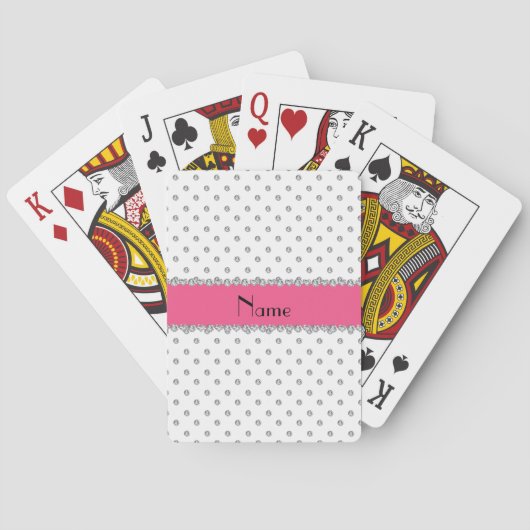Jeu De Cartes Rayure rose personnalisée de diamants blancs (dos)