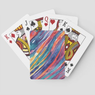 Jeu De Cartes Rayures Aquarelle Orange, Rose Bleu Vert Violet