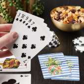 Jeu De Cartes Rayures Blanches Bleues Fleur Tropicale Ananas (In Situ)