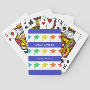 Jeu De Cartes Rayures bleues et nom fait sur commande des