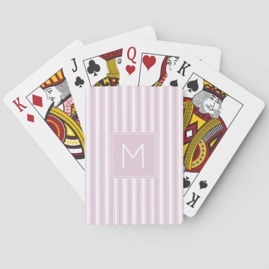 Jeu De Cartes Rayures de cueillette rose et blanc molle Monogram (dos)