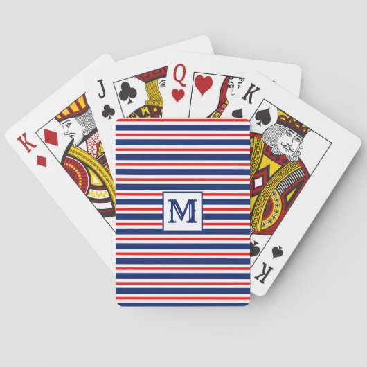 Jeu De Cartes Rayures d'été Monogramme Océan (dos)