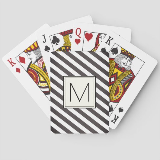 Jeu De Cartes Rayures diagonales avec le carré de monogramme (dos)