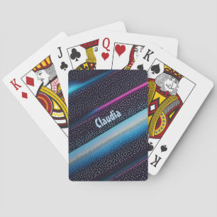 Jeu De Cartes Rayures diagonales et motifs de points noir, bleu