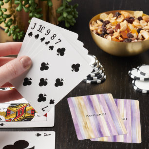 Jeu De Cartes Rayures d'iris crème violet  