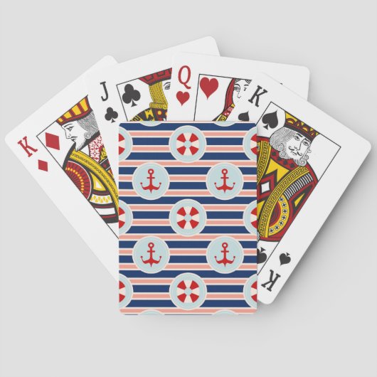 Jeu De Cartes Rayures et motif de points nautiques (dos)
