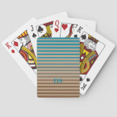 Jeu De Cartes Rayures horizontales Monogramme Brown et bleu (dos)