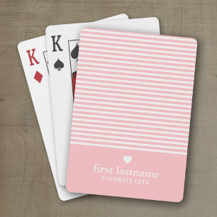Jeu De Cartes Rayures modernes avec Monogramme cardiaque haut de