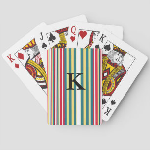 Jeu De Cartes Rayures rétro colorées ajoutent monogramme lettre