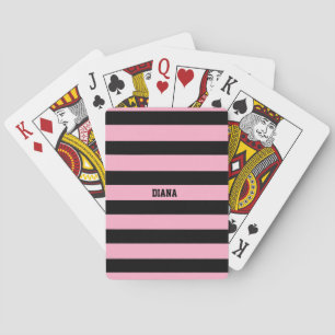 Jeu De Cartes rayures rose pâle et noire