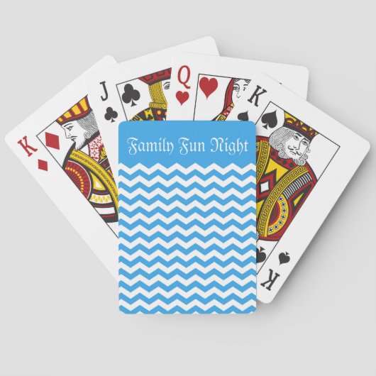 Jeu De Cartes Rayures zigzag chevron bleu vif tendance. (dos)