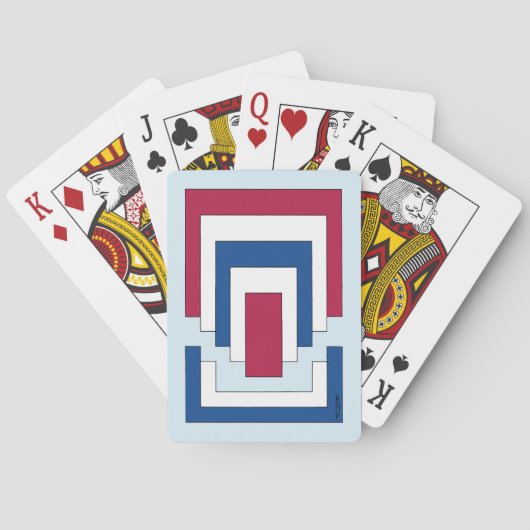 Jeu De Cartes Rectangle Abstrait en rouge, blanc et bleu (dos)