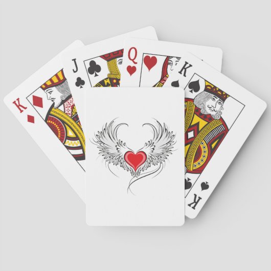 Jeu De Cartes Red Angel Coeur avec ailes (dos)