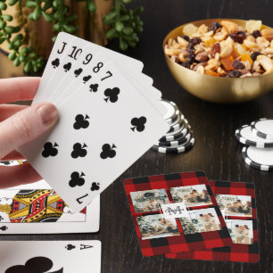 Jeu De Cartes Red Buffalo Plaid & Collage Photo Avec Initiale