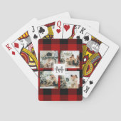 Jeu De Cartes Red Buffalo Plaid & Collage Photo Avec Initiale (dos)
