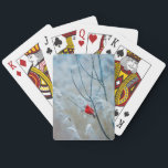 Jeu De Cartes Red Cardinal dans Winter Nature Photo de Christmas<br><div class="desc">Jouer aux cartes avec une photo nature pittoresque avec un cardinal rouge vif. Contrasté par rapport à un arrière-plan hivernal extérieur avec la neige tombant doucement vers le bas.</div>
