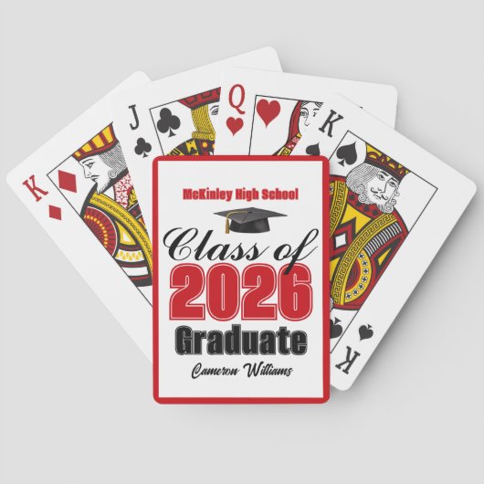 Jeu De Cartes Red Class of 2026 Custom Graduation Party (dos)