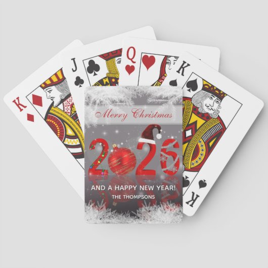 Jeu De Cartes Red Festive Merry Christmas New Year 2026 (dos)