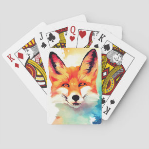 Jeu De Cartes Red Fox Wild Nature Animal Couleur Art Peinture