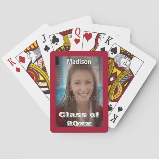 Jeu De Cartes Red Graduation Photo Playing Cartes (dos)