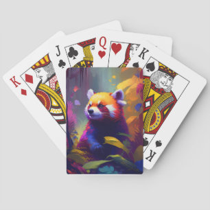 Jeu De Cartes Red Panda Animal Portrait Peinture Forêt faunique