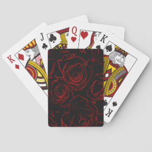 Jeu De Cartes Red Roses Arrière - plan noir