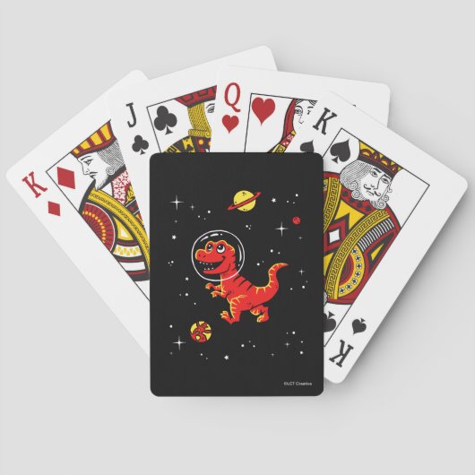 Jeu De Cartes Red Tyrannosaurus Rex Dinos Dans L'Espace (dos)