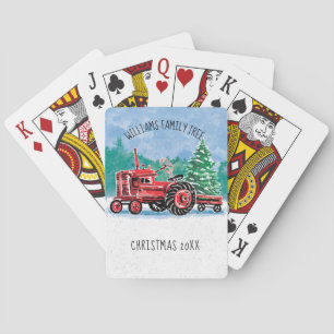 Jeu De Cartes Red Vintage Tracteur Christmas Tree Ajouter un nom