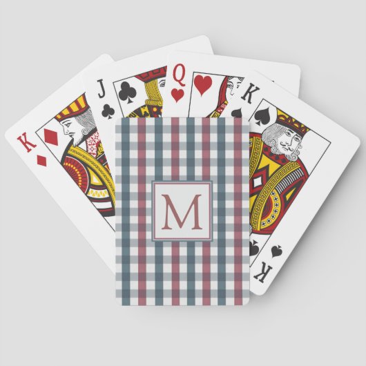 Jeu De Cartes Red, White and Blue Plaid Monogram (dos)