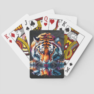 Jeu De Cartes Réflexion du tigre buvant de l'eau
