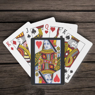 Jeu De Cartes Reine de coeur ornée coeurs rouges bicyclette noir
