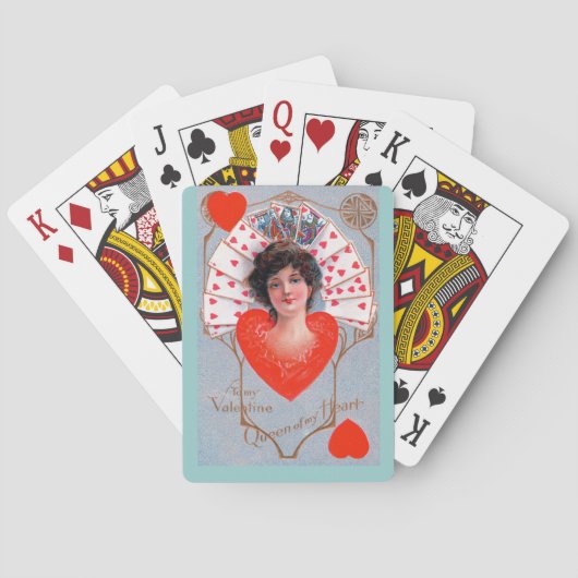 Jeu De Cartes REINE DES CŒURS, Saint-Valentin Rouge Bleu (dos)