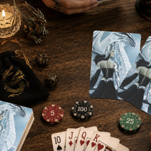 Jeu De Cartes Reine Dragon Gothique Élégante Blanche d'Hiver Fan